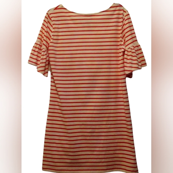 Ann Lane - NWT, Red & White Stripes, A - Line Dress W/ Ruffles On Short Sleeves - Picture 4 of 11